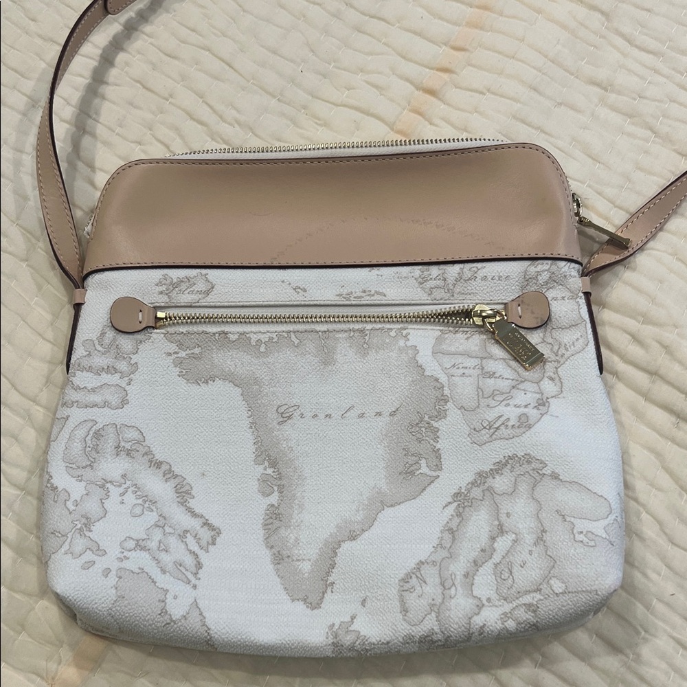 Chic Tan and White Crossbody Bag